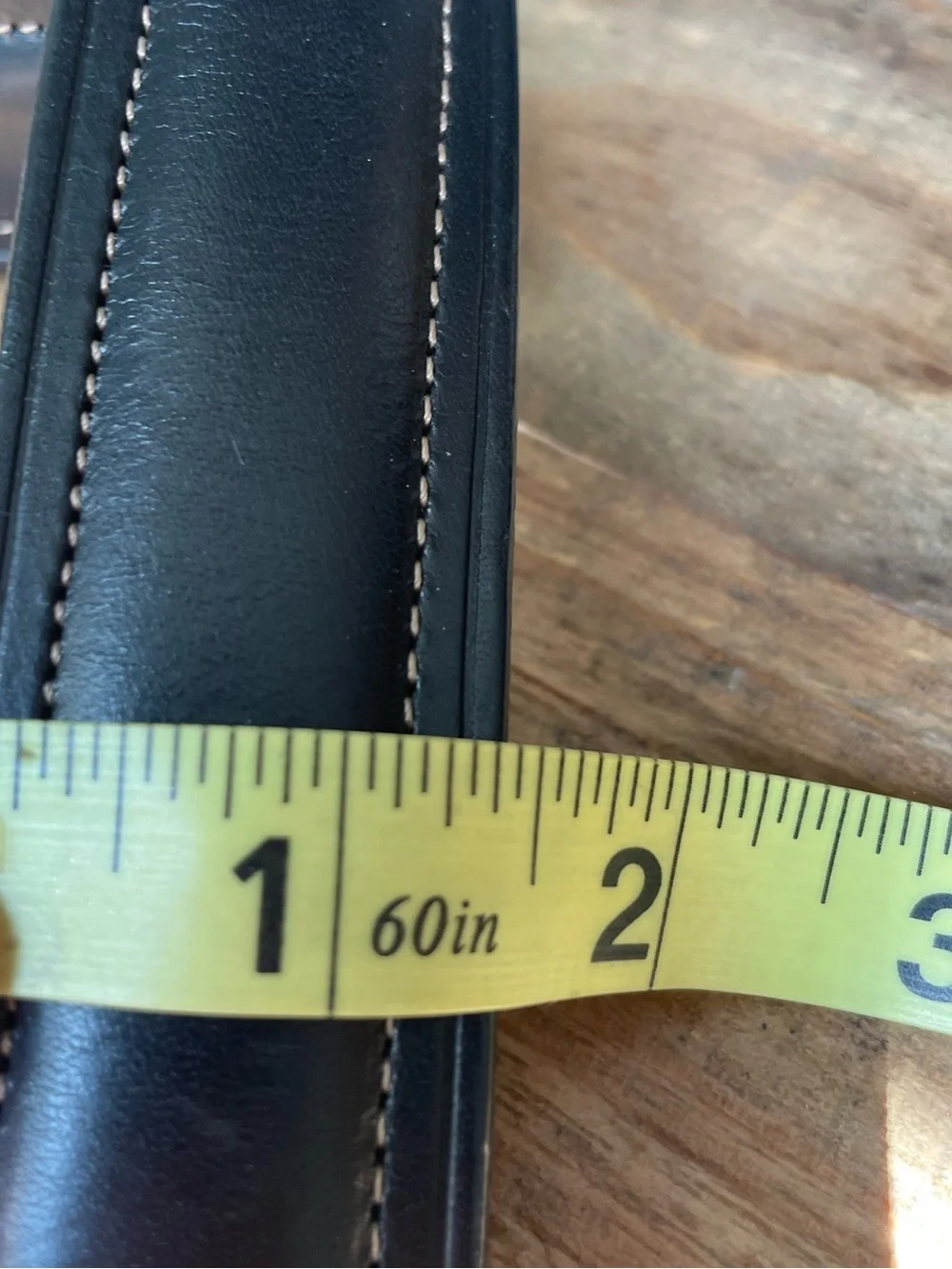 Polo Ralph Lauren Belt Black Italian Leather Solid Brass Buckle Stitch Mens 40